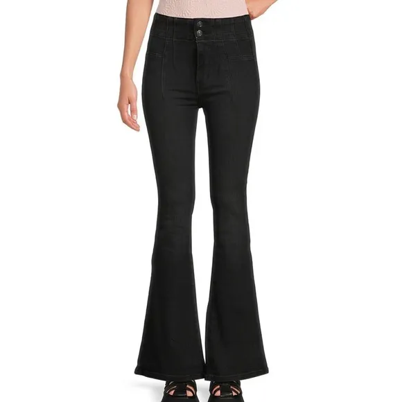 We the free, flare high rise jeans, Black, Onyx,Stretch denim, flared, Size 29
