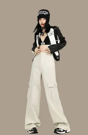 White Cargo Style Jeans