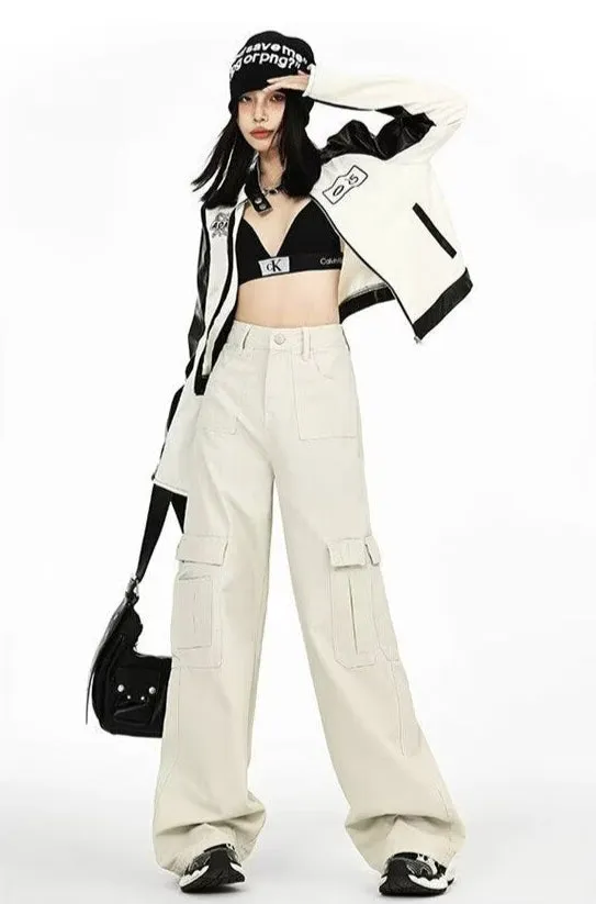 White Cargo Style Jeans