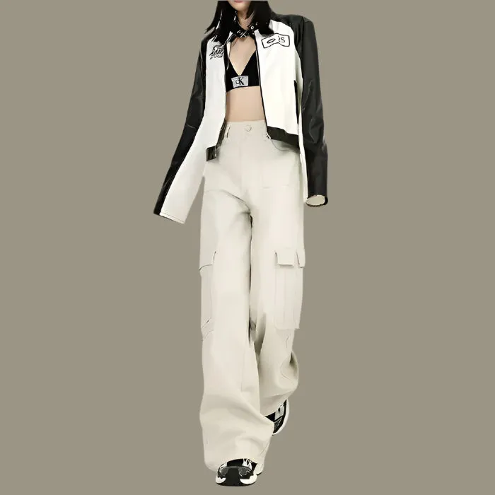 White Cargo Style Jeans