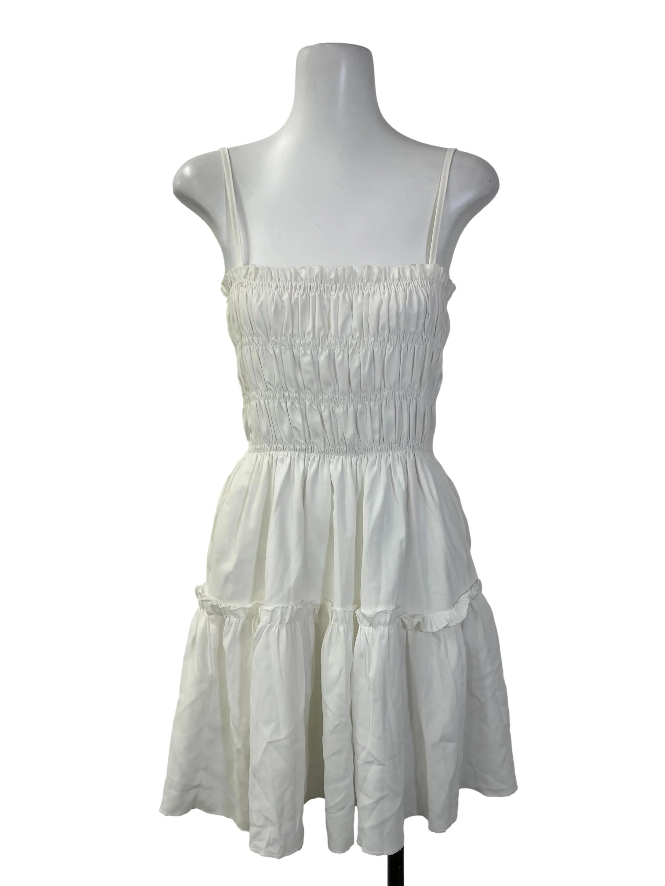 White Ruched Romper Dress