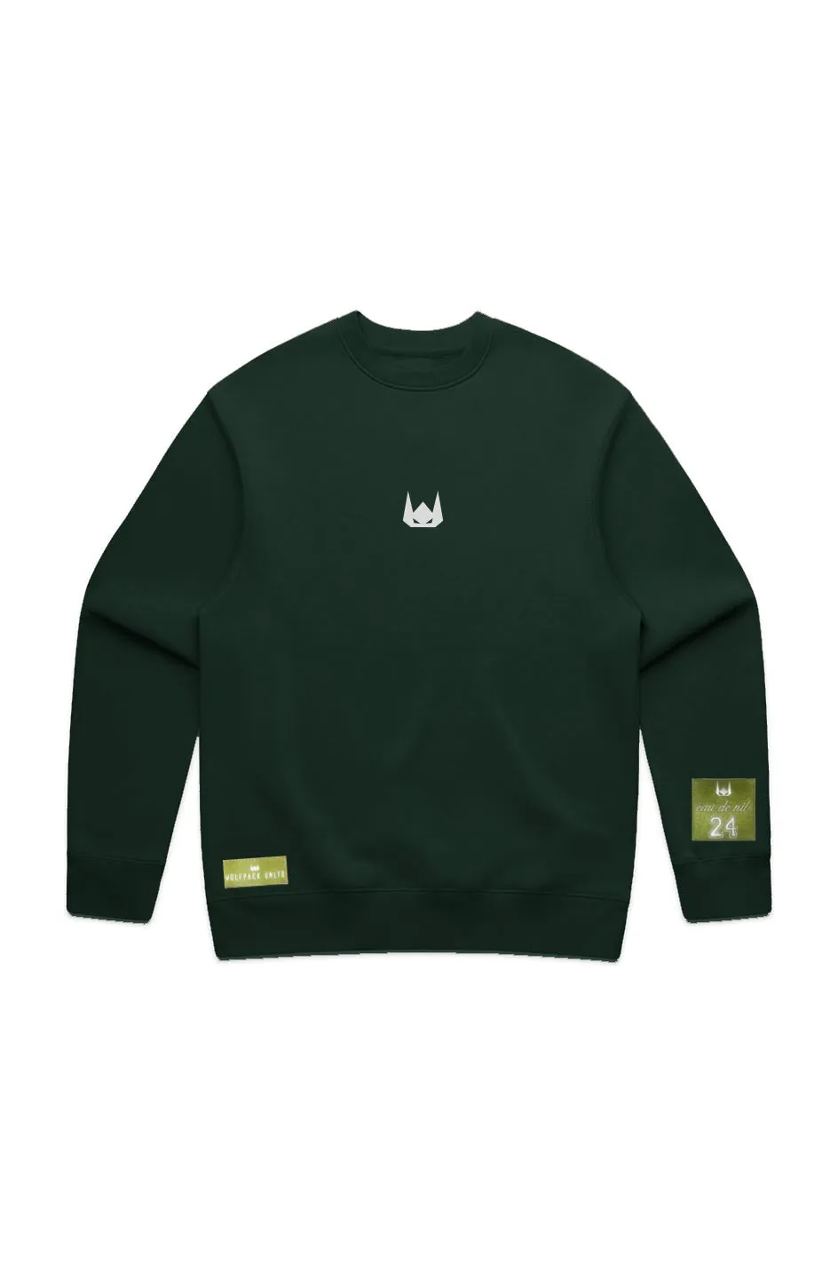 WOLFPACK UNLTD "RELAXXED"  PREMIUM EMBROIDERED CREW SWEATER | FOREST GREEN