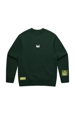 WOLFPACK UNLTD "RELAXXED"  PREMIUM EMBROIDERED CREW SWEATER | FOREST GREEN