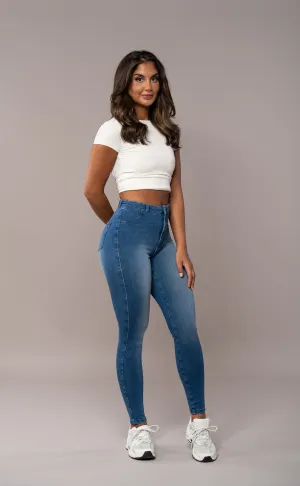 Womens 360 High Waisted Fitjeans - Azure Blue