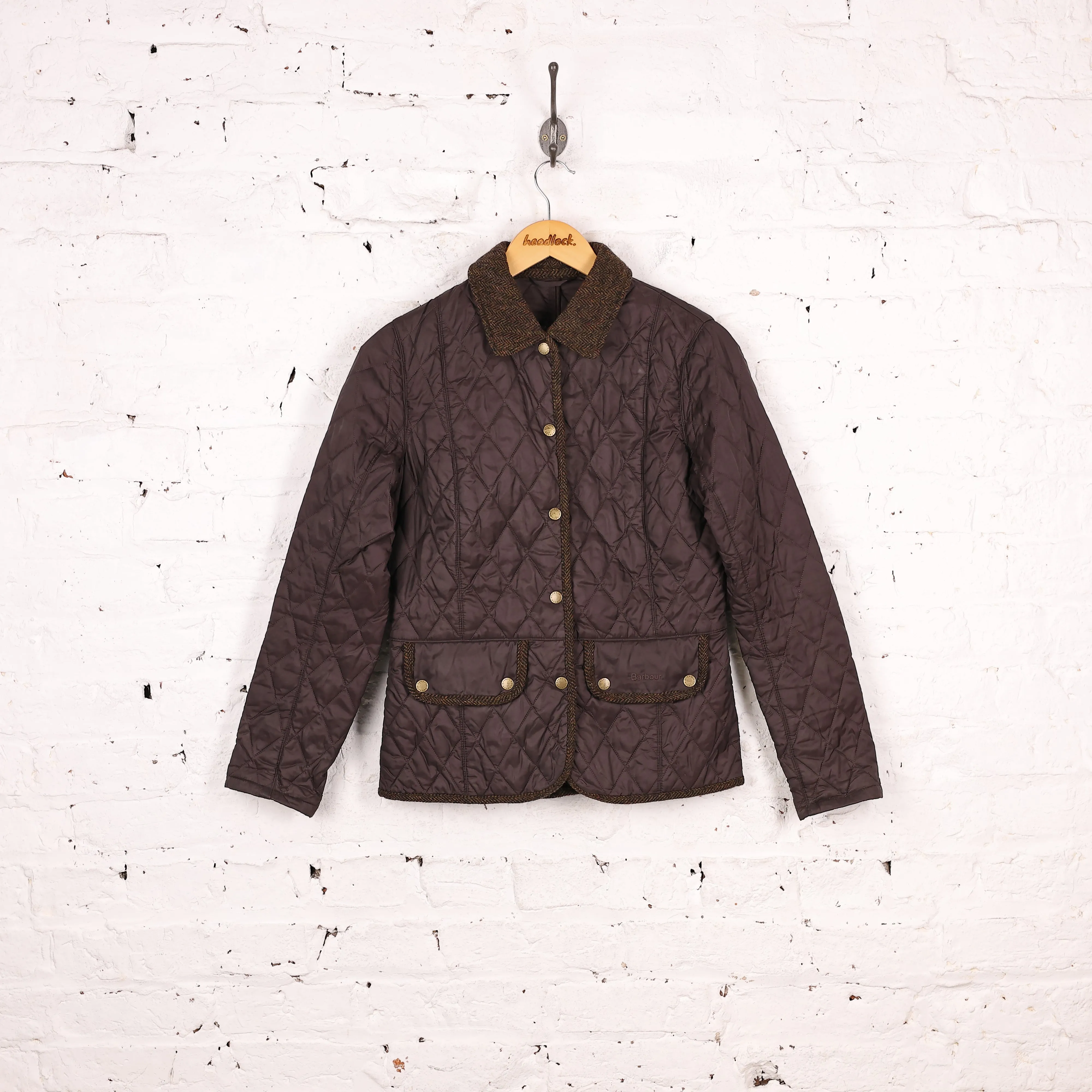 Women's Barbour Vintage Tweed Quilt Quilted Jacket - Brown - Women's S