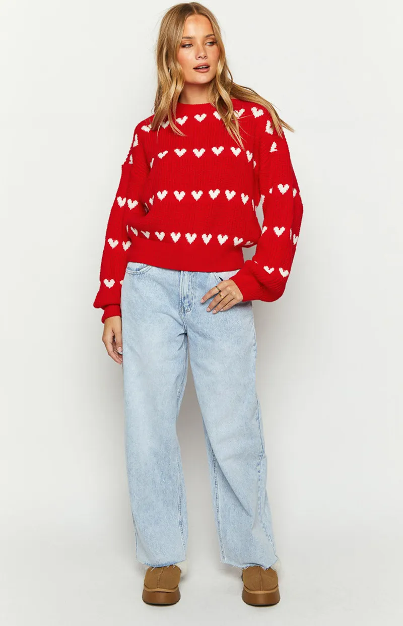Women's Loose-Fit Knit Love Sweater