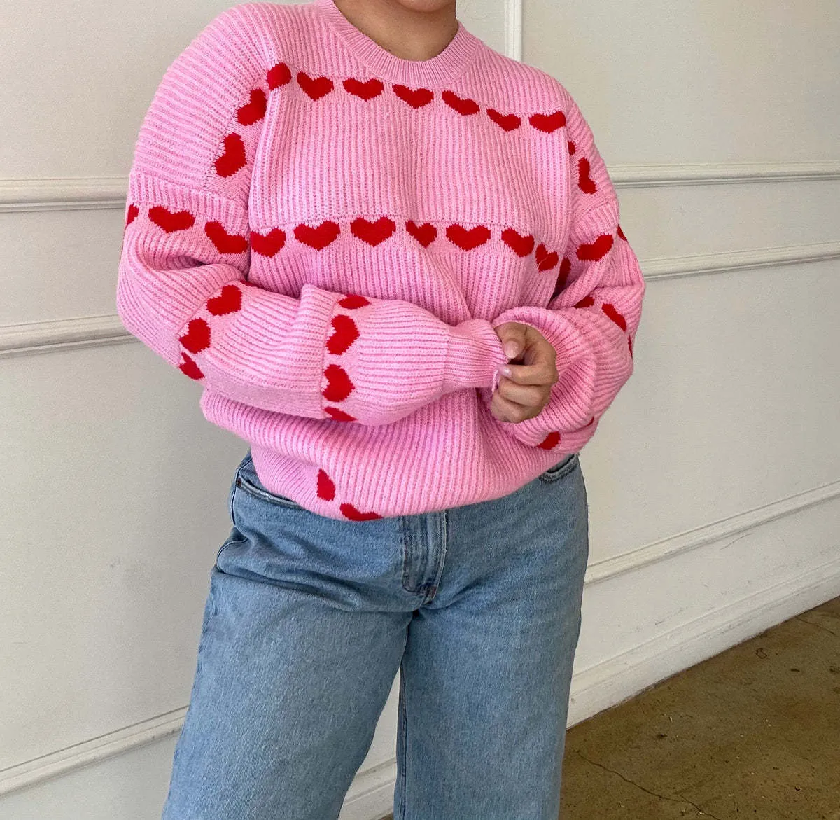Women's Loose-Fit Knit Love Sweater