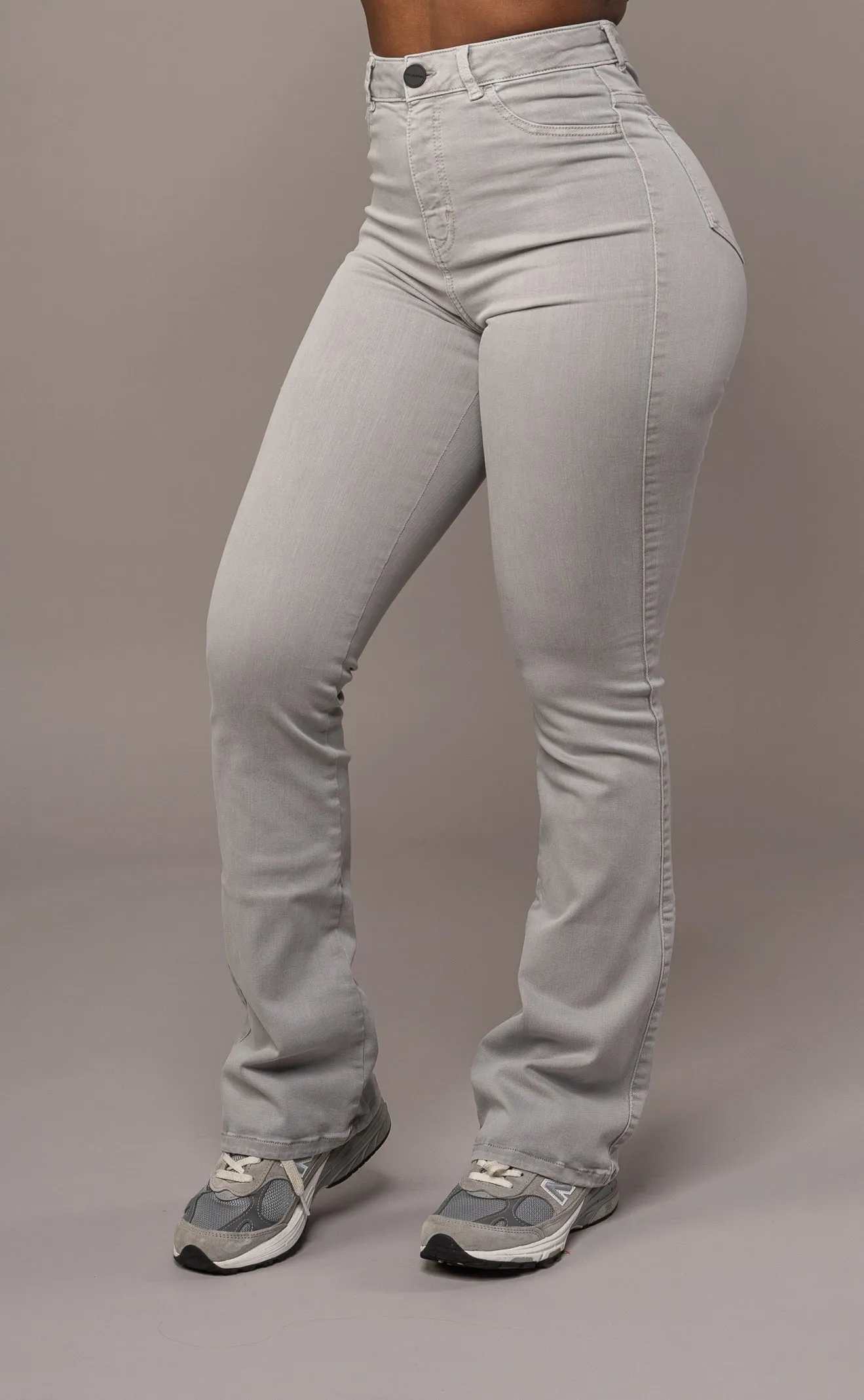 Womens Pastel Flared Fitjeans - Ash Grey