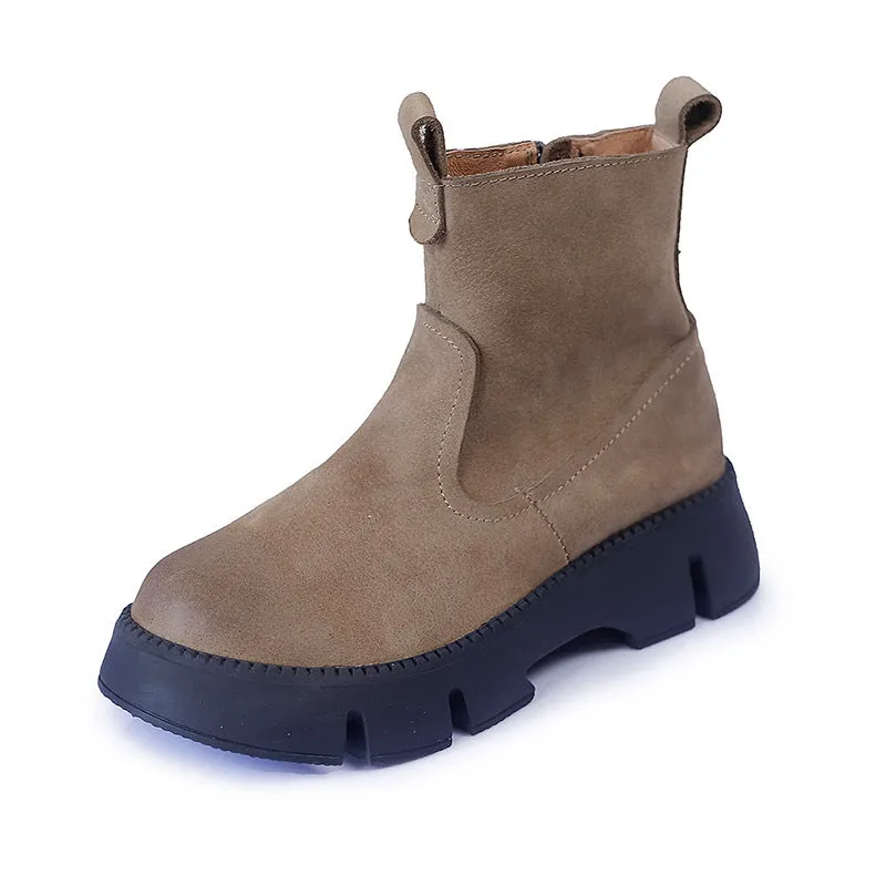 Women's Vintage Thick Sole Leather Martin Boots
