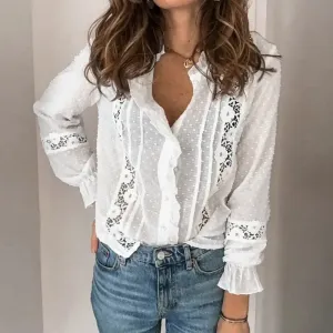Women's White Floral Going Out Blouse | Long