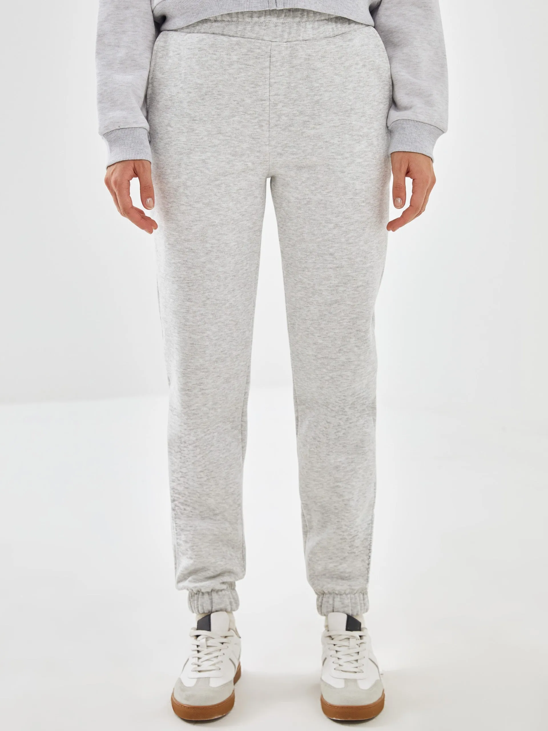 Xside Active Gray Elastic Waist Women'S Thick Jogger Sweatpants