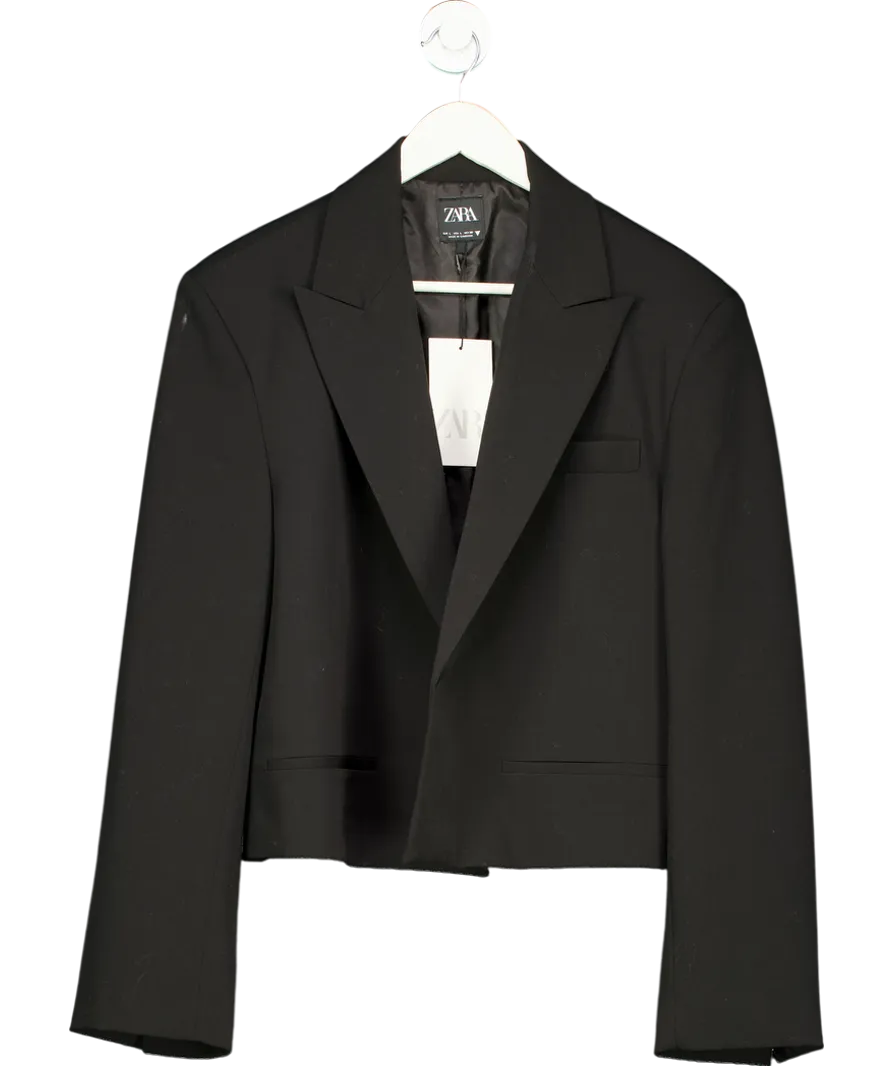 ZARA Black Oversized Crop Blazer UK L