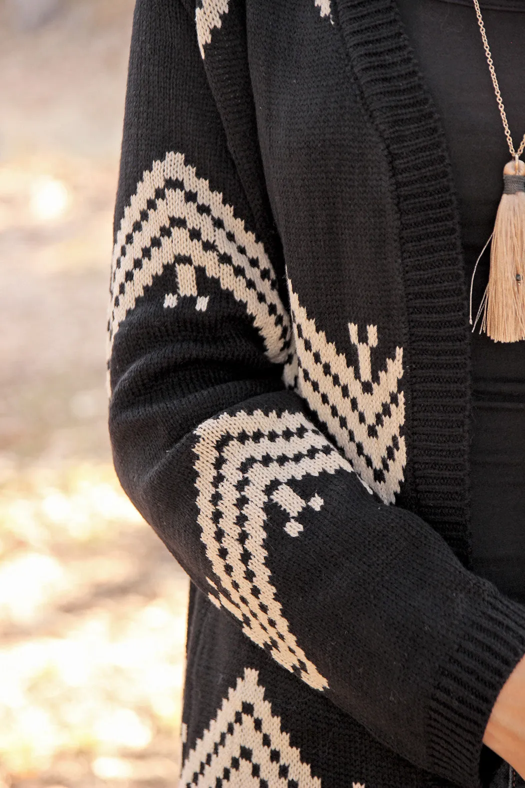 Zig Zag Print Knit Sweater Cardigan
